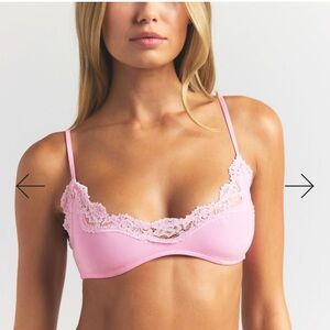 SKIMS Fits Everybody Lace
Scoop Bralette and Thong bundle Bubblegum color